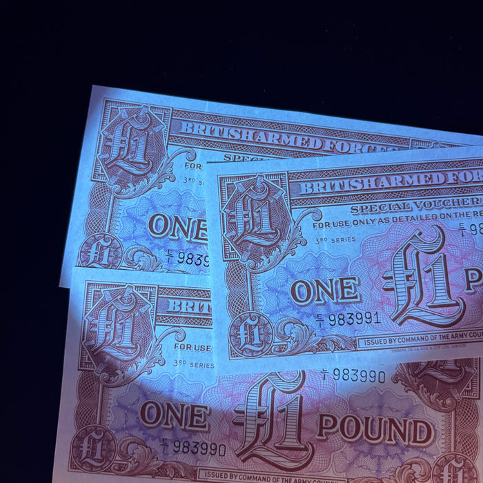 Vintage Banknote 1956 Set Suez Crisis British Armed Forces £1 Consecutive E/1 UNC