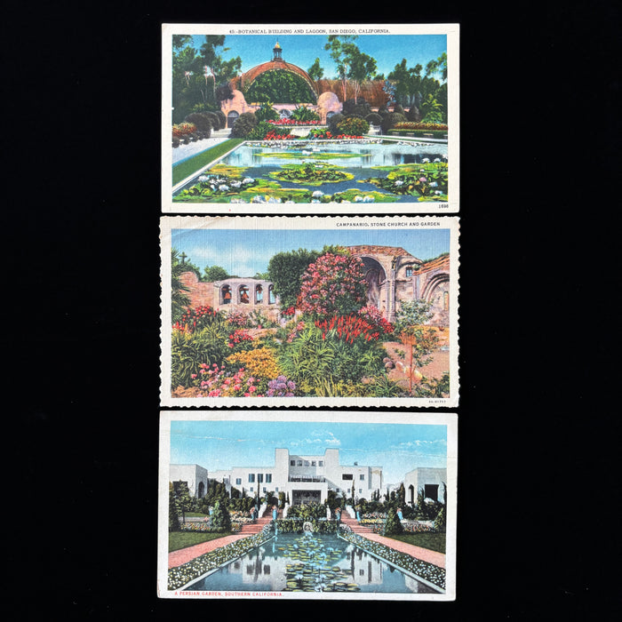 Vintage Postcard Lot Southern California Luxury Garden Lagoon Church San Diego
