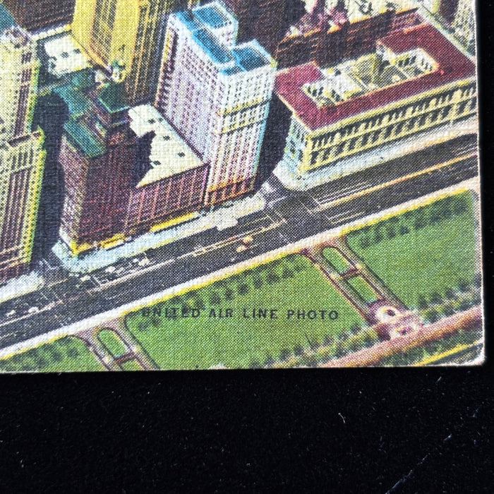 Vintage Postcard 1949 United Air Lines Photo Chicago Aerial View Nurse History