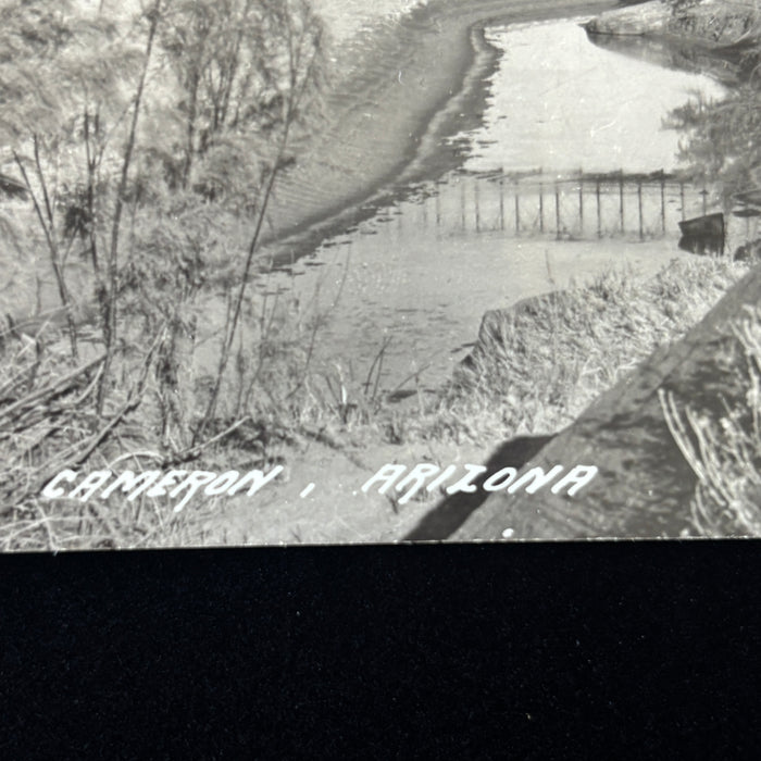 Vintage Postcard RPPC Suspension Bridge Western Desert Cameron Arizona River