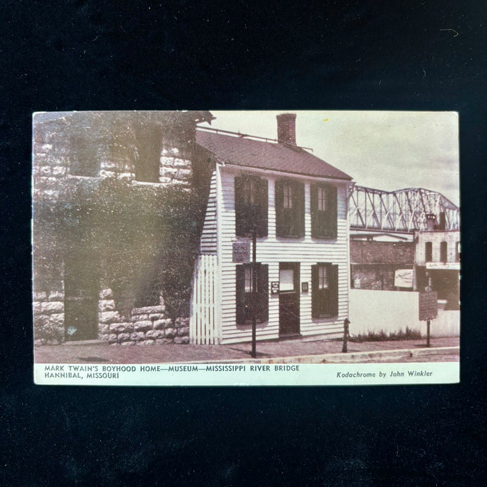 Vintage Postcard 1952 Mark Twain Boyhood Home Bridge Hannibal MO John Winkler