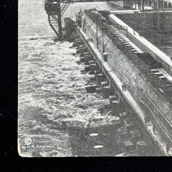 Antique Postcard 1913 Keokuk Iowa Mississippi River Power Dam Construction