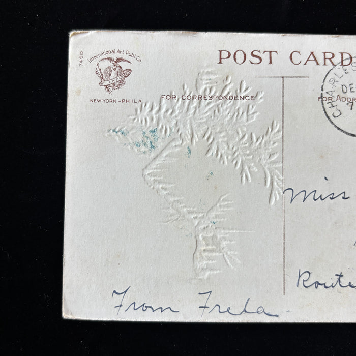 Antique Postcard 1915 Charleston Illinois Christmas Embossed International Art