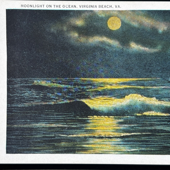 Vintage Postcard Lot Moonlight Virginia Beach Stormy Ocean Boat Swim Boardwalk