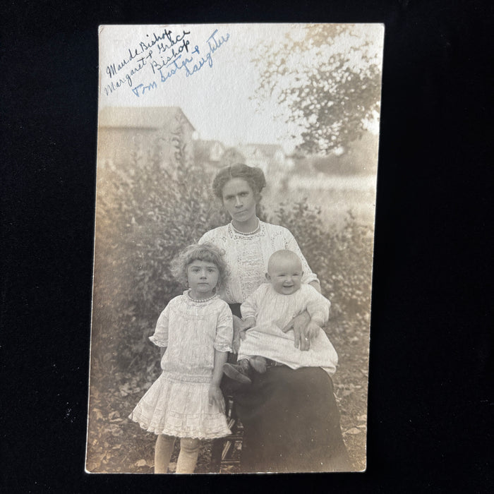 Antique Postcard 1900s RPPC Edwardian Fashion Mother Daughters Pearl Necklaces