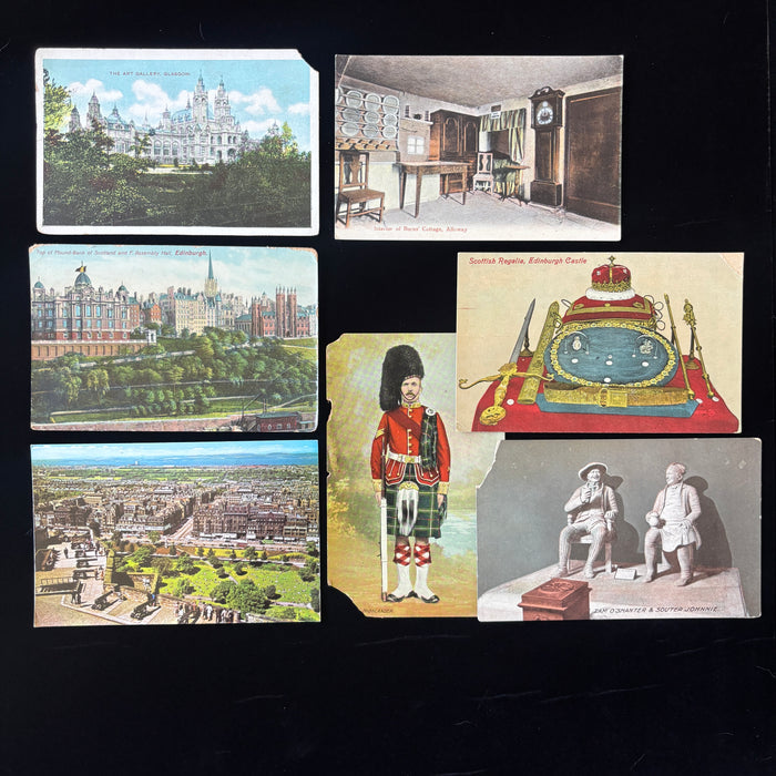 Vintage Postcard Lot Scotland Highlander Burns Edinburgh Castle Cannons Glasgow