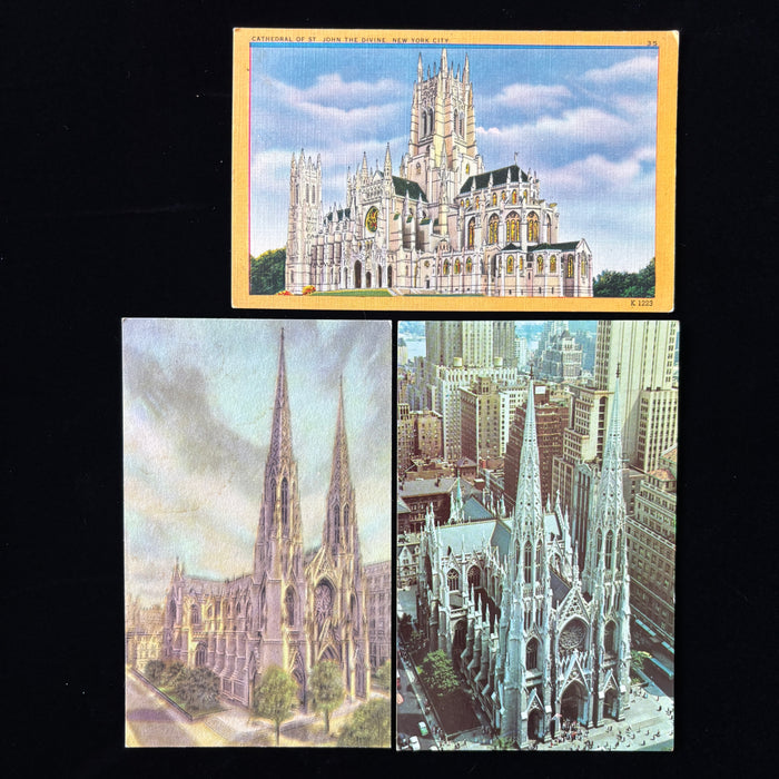 Vintage Postcard Lot St Patricks Cathedral St John Divine NYC Architecture Icon