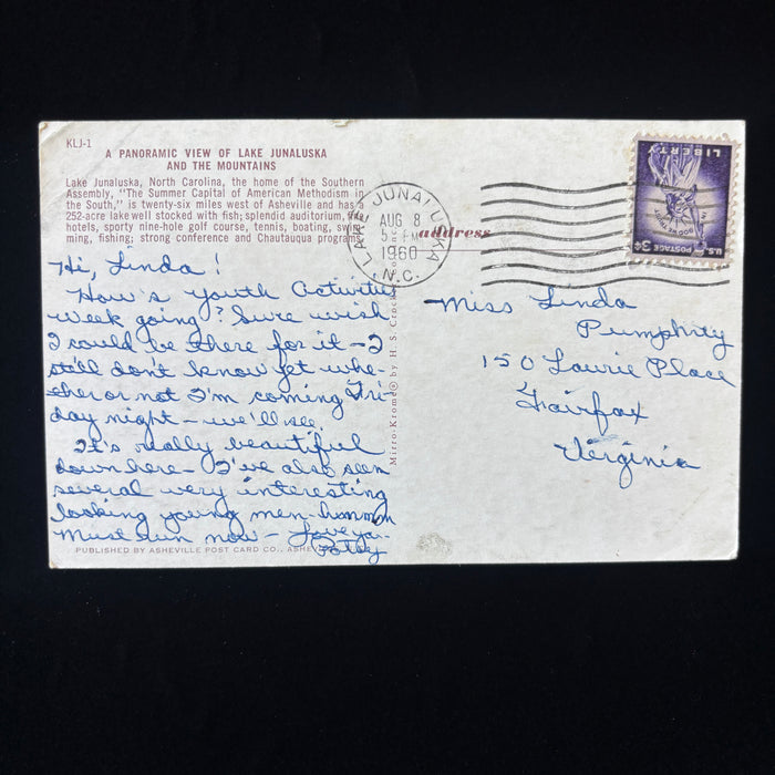 Vintage Postcard 1960 Interesting Young Men Methodism Cross Car Lake Junaluska