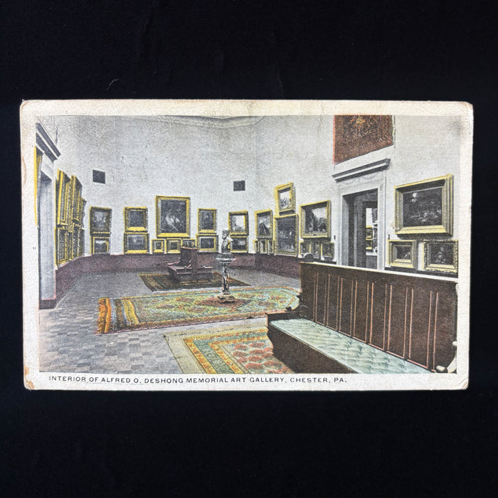 Antique Postcard 1922 Hello Girls Mail Chester PA Deshong Memorial Art Gallery