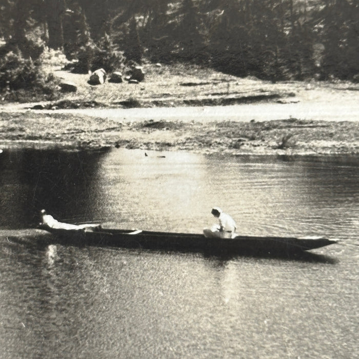 Vintage Postcard RPPC Canoe Shuksan Sunrise Lake Rustic Historic Mountain Lodge