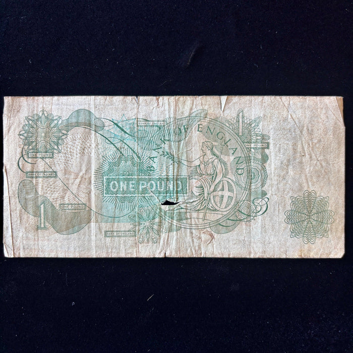 Vintage Banknote English One Pound Queen Elizabeth II Bank England J.S. Fforde