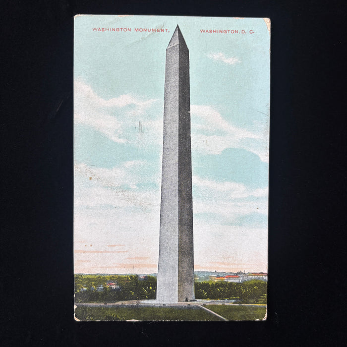 Antique Postcard 1909 Confused Father Camden Station Train Washington Monument