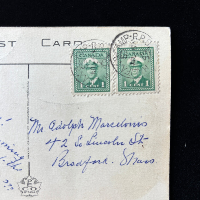 Vintage Postcard 1930s "Strawberry Diet" RPO Stamp Amherst Nova Scotia Post Office