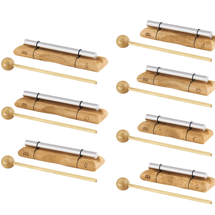 Set of wooden mallets with metal heads on a teal background