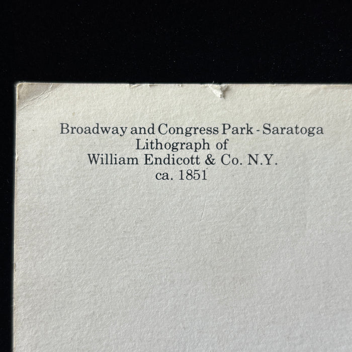 Vintage Postcard Broadway Congress Park Saratoga New York Horses People