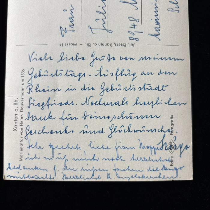 Vintage Postcard 1962 RPPC Xanten Germany Marienaltar Siegfried Postal History