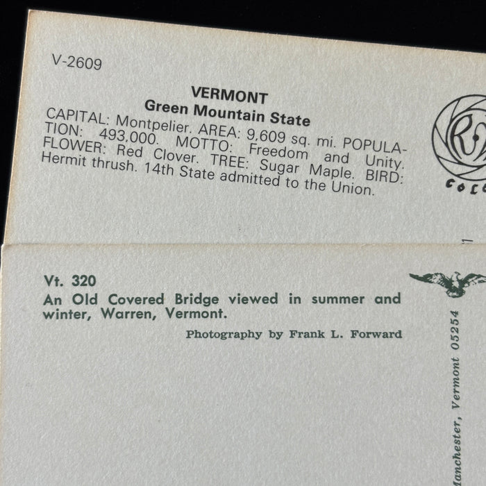 Vintage Postcard Lot Greetings Vermont State Map Summer Winter Covered Bridges