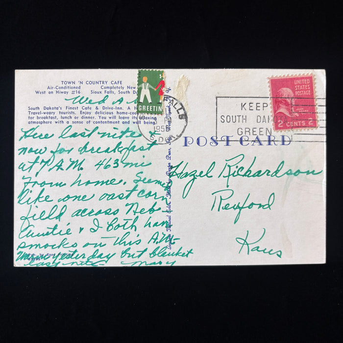Vintage Postcard 1956 Smocks Town N Country Cafe Sioux Falls South Dakota Kansas