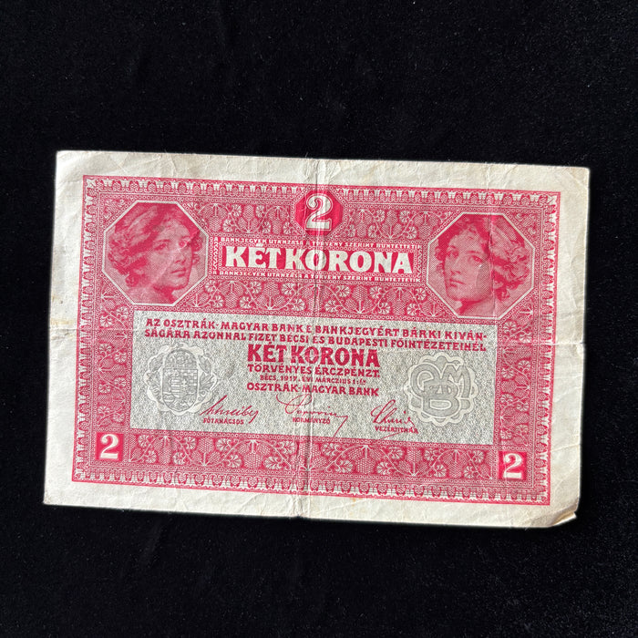 Antique Banknote 1916 Set Austro-Hungarian Deutschosterreich Overprint Kronen Lot 2pc