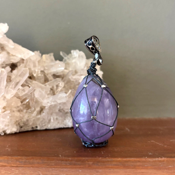 Amethyst Pendant Purple Gemstone Egg Portable Charm