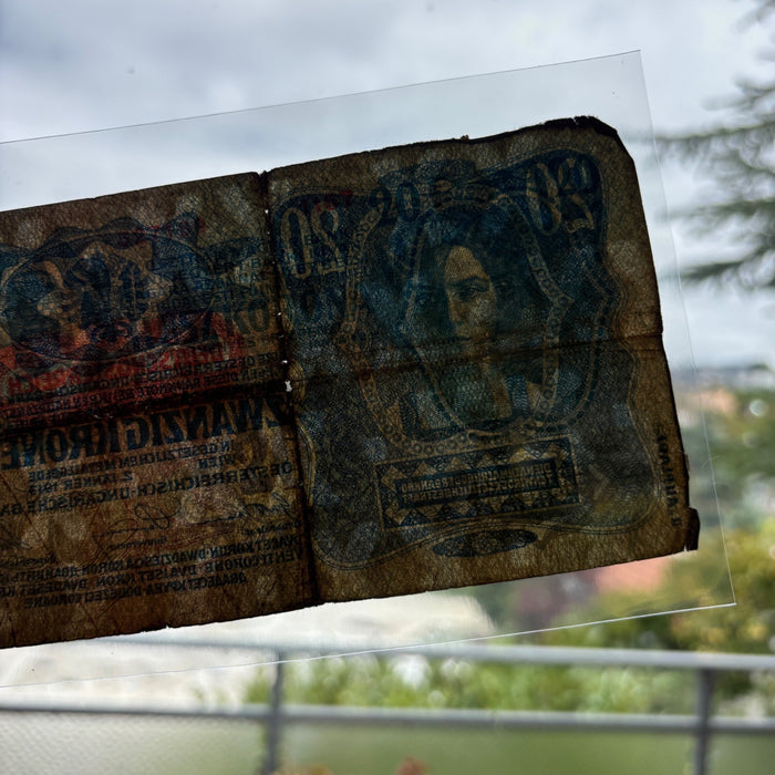 Antique Banknote 1913 Austria 20 Kronen European Deutschosterreich Overprint