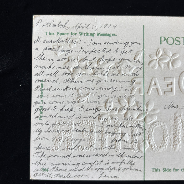 Antique Postcard 1909 Dear Mother Potlatch Idaho Farming Egg Dye Social History