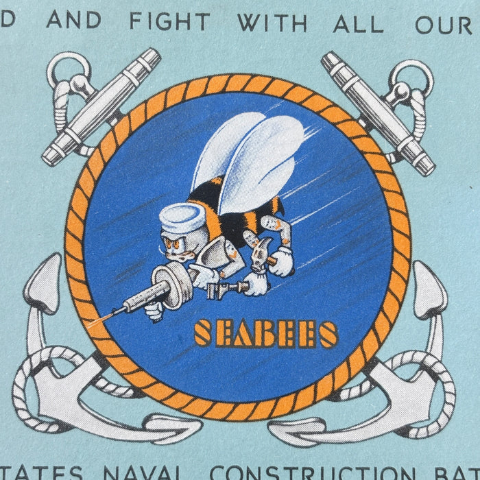 Vintage Postcard 1943 WWII US Navy Seabees Gulfport 114th Construction Battalion