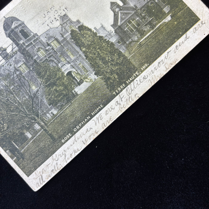 Antique Postcard 1907 Rose Orphan Home Undivided Back Terre Haute Heavy Stock