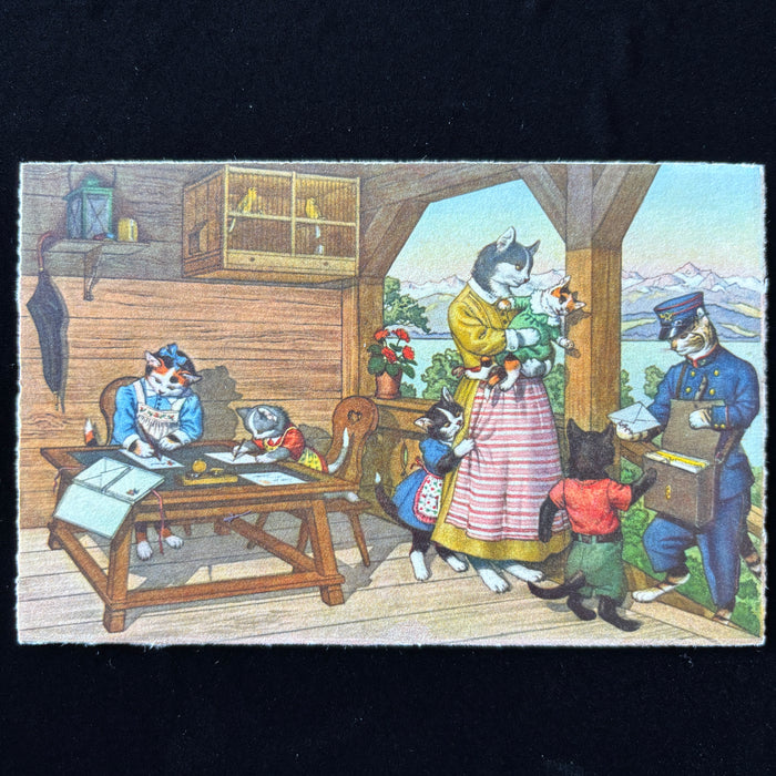 Vintage Postcard Alfred Mainzer Anthropomorphic Cat Mailman Postman Swiss Alps