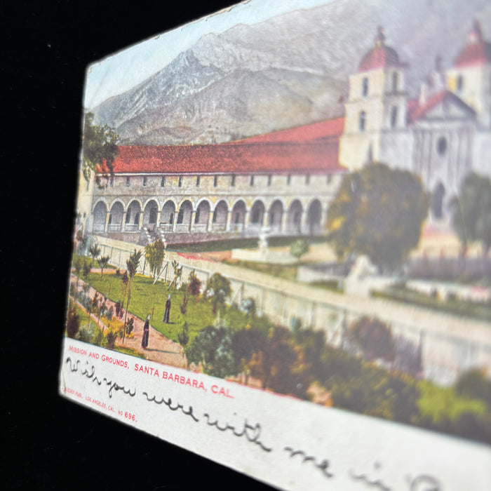 Antique Postcard 1908 Sacred Garden Monks Santa Barbara Mission CA