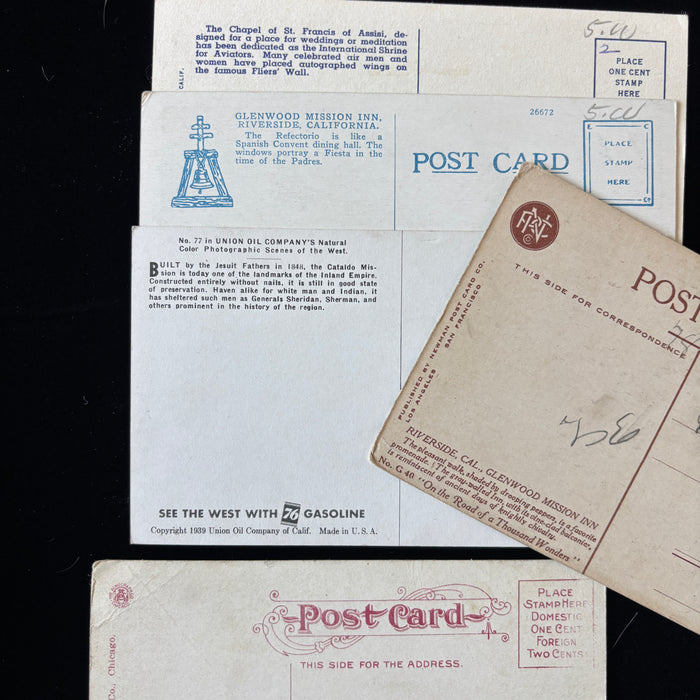 Vintage Postcard Lot Riverside Glenwood Mission Inn Cataldo Mission California