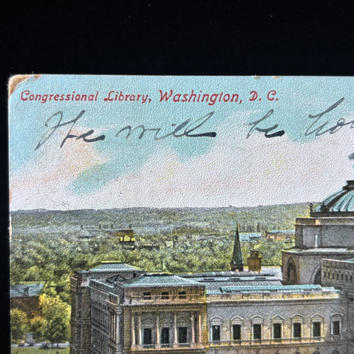 Antique Postcard 1909 Washington DC Congressional Library Roslyn MD Posted
