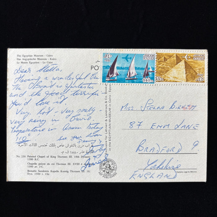 Vintage Postcard Very Smelly King Thutmose III Painted Chapel Art Cairo Egyptian