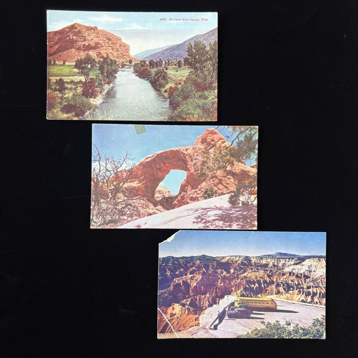 Vintage Postcard Lot Yellow Tour Utah Arches Cedar Breaks Echo Canyon River