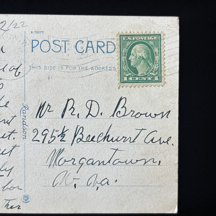 Antique Postcard 1922 Dad Seeing Life Touring Car Grafton Post Office WV Flag