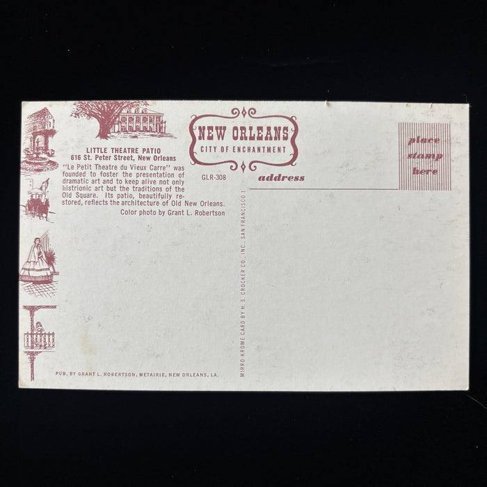 Vintage Postcard New Orleans Little Theatre Historic Patio Garden French Quarter