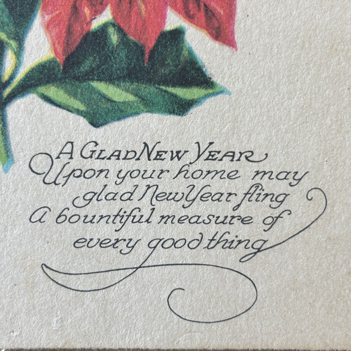 Antique Postcard 1925 Christmas Poinsettia Newburg Oregon New Year Family Gift