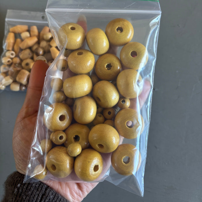 Wood Bead Bundle: Yellow Jewelry Making Craft Supplies