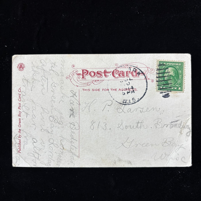 Antique Postcard 1914 Green Bay WI St Willebrords Church Danish Message Larsen