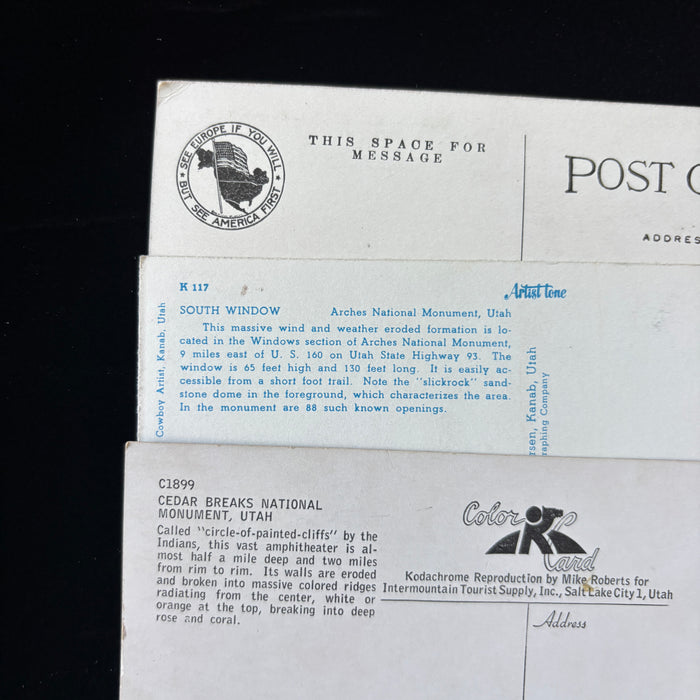 Vintage Postcard Lot Yellow Tour Utah Arches Cedar Breaks Echo Canyon River