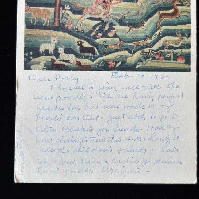 Vintage Postcard 1965 The Met Animal Needlework Art Grand Central Poodle Message