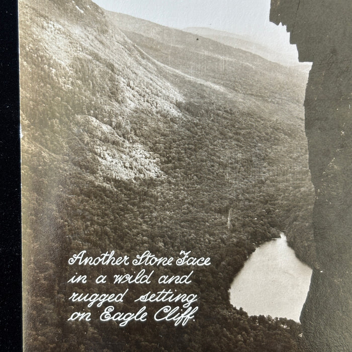 Vintage Postcard 1936 RPPC The Watcher Eagle Cliff Franconia Notch NH White Mt