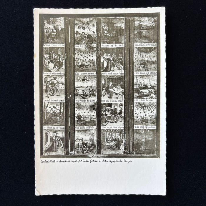 Vintage Postcard RPPC Dinkelsbuhl Ten Commandments Egyptian Plagues Germany Art