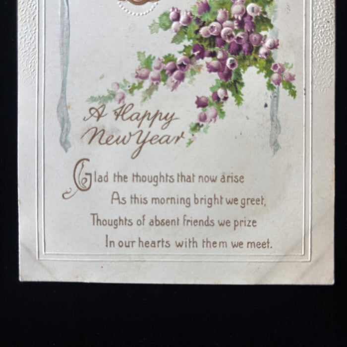 Antique Postcard 1914 Happy New Year Embossed Flowers Richmond Ballsville Va