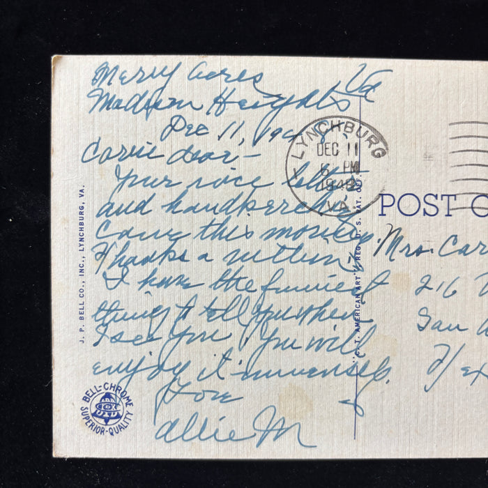 Vintage Postcard 1948 Funny Thing Poplar Forest Home Thomas Jefferson Lynchburg VA