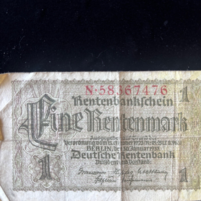 Vintage Banknote 1937 Lot of 3 WWII Era Germany 1 Rentenmark Weimar Economy