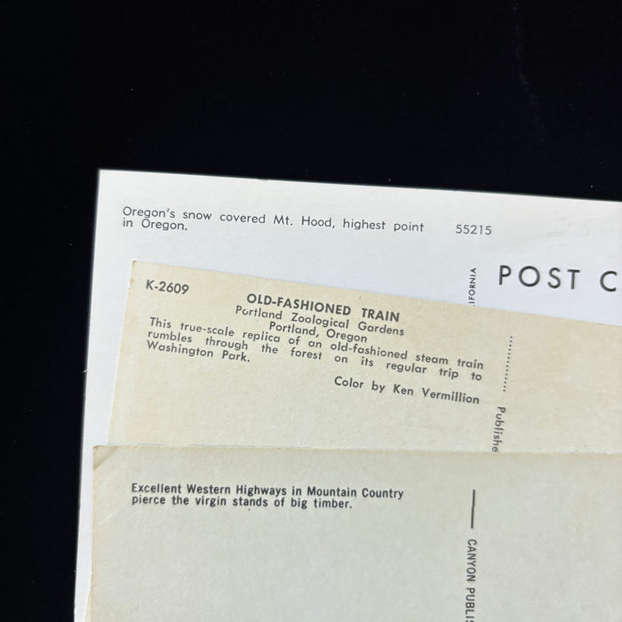 Vintage Postcard Lot Steam Train Oregon Mt Hood Portland Zoo Union Oil Travel