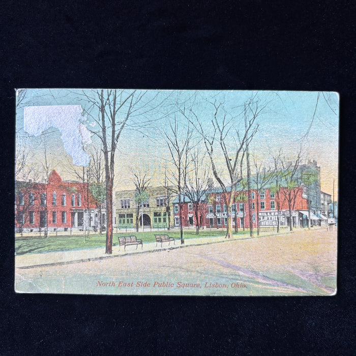 Antique Postcard 1913 Spring Cleaning Millers Clothing Public Square Lisbon Ohio