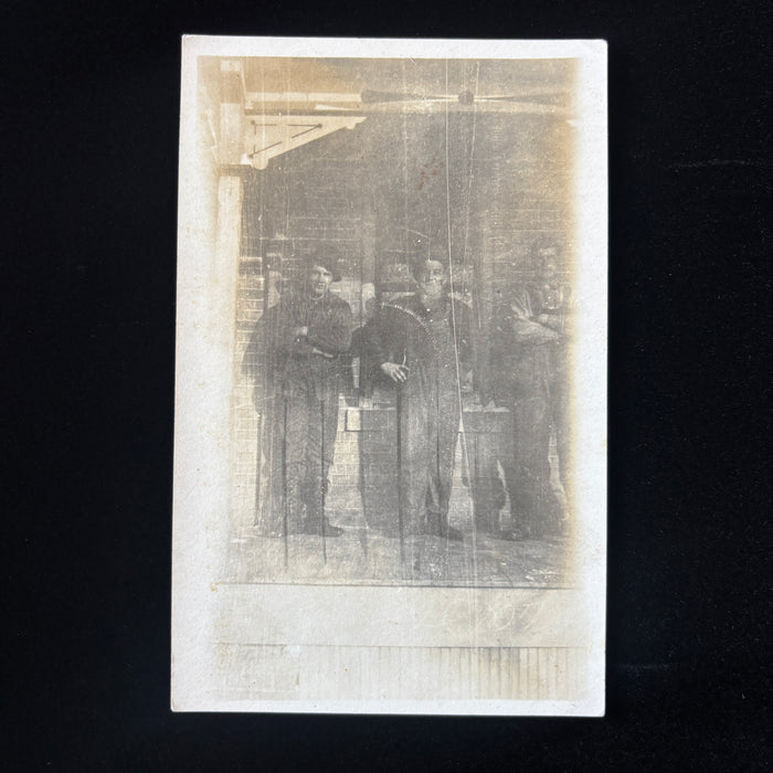 Antique Postcard RPPC Men Overalls Bandolier Ammo Belt Gun Labor Strike Mining