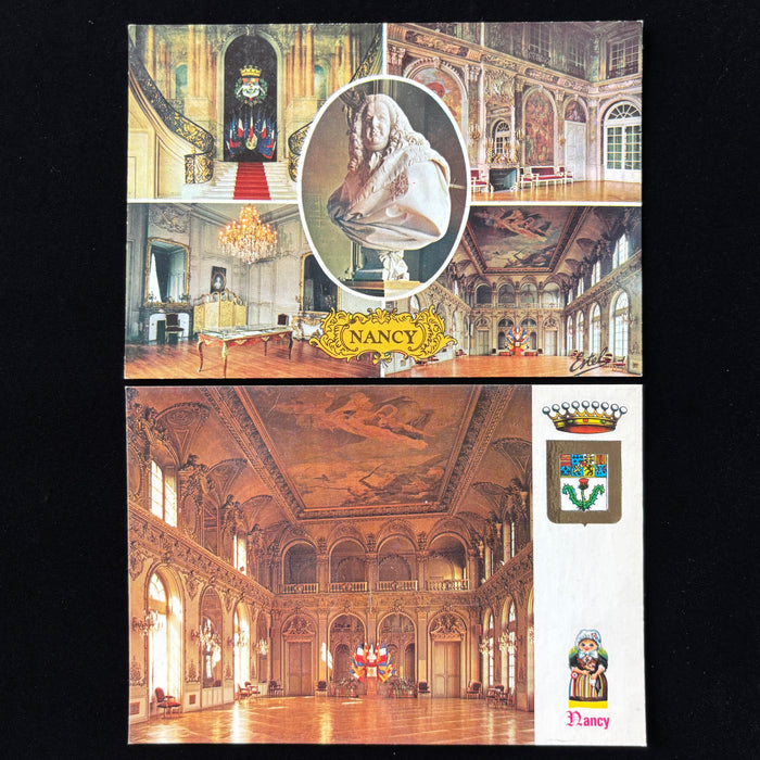 Vintage Postcard Lot Nancy France Hotel De Ville Interior Folk Dress Heraldry